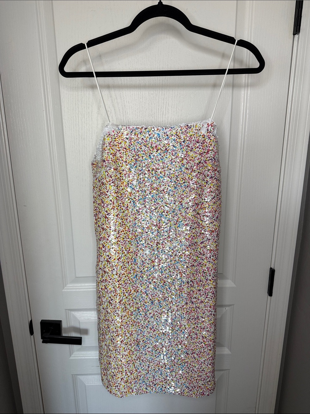 Endless Rose White Multicolor Sequin Spaghetti Strap Mini Dress. NWOT
